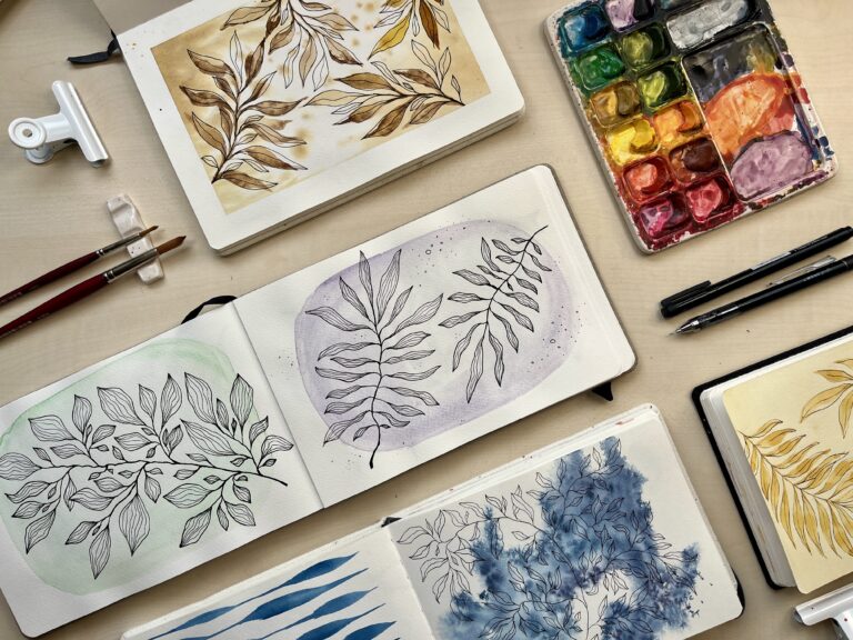 Creatieve Avond | Meditatief Blaadjes Tekenen met Inkt & Aquarel